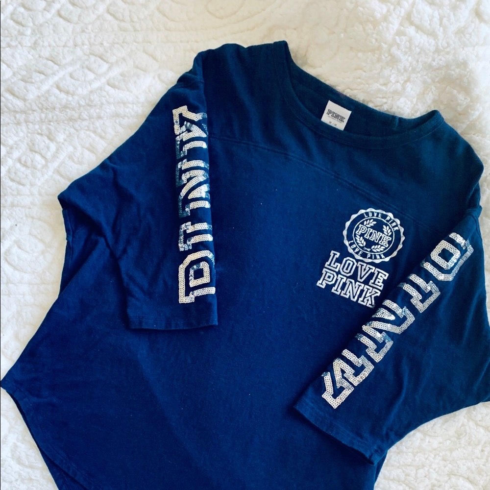 PINK mid sleeve sparkle shirt